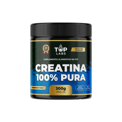 CREATINA 100% PURA EM PÓ - 300 GR TOP LABS