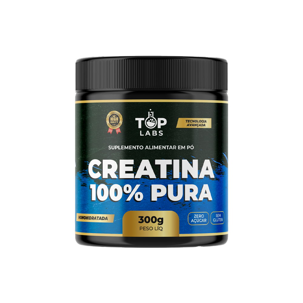 CREATINA 100% PURA EM PÓ - 300 GR TOP LABS