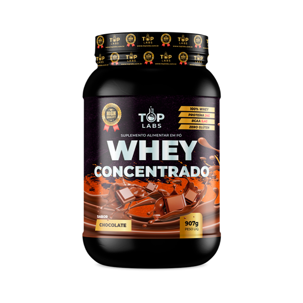 WHEY CONCENTRADO CHOCOLATE NOVO - 907 GR TOP LABS