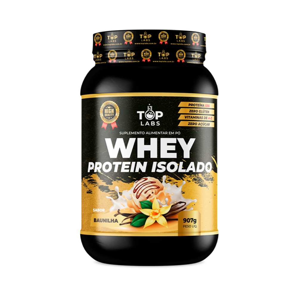 WHEY PROTEIN ISOLADO BAUNILHA NOVO - 907 GR TOP LABS
